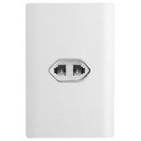 Conjunto Duplo Jack RJ11 4x2 - Novara Branca Brilhante Cromado
